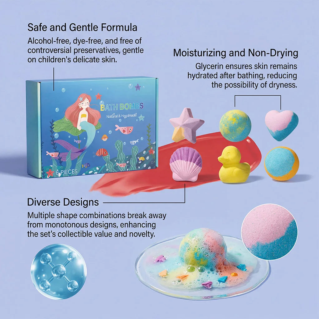 Bath Bombs with Surprise Inside – 6pc Fizzing Gift Set
