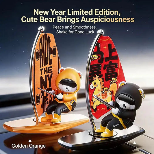 Creative Car Ornaments, Surfing Bears, Swinging And Rotating Cartoon Car Ornaments, Interior Decorative Items For Cars Peaceful Pleasures Health and Wellness