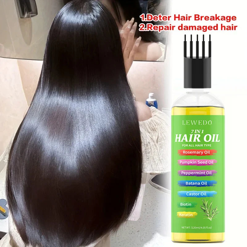 LEWEDO 7-in-1 Hair Growth Oil – Rosemary, Biotin & Keratin