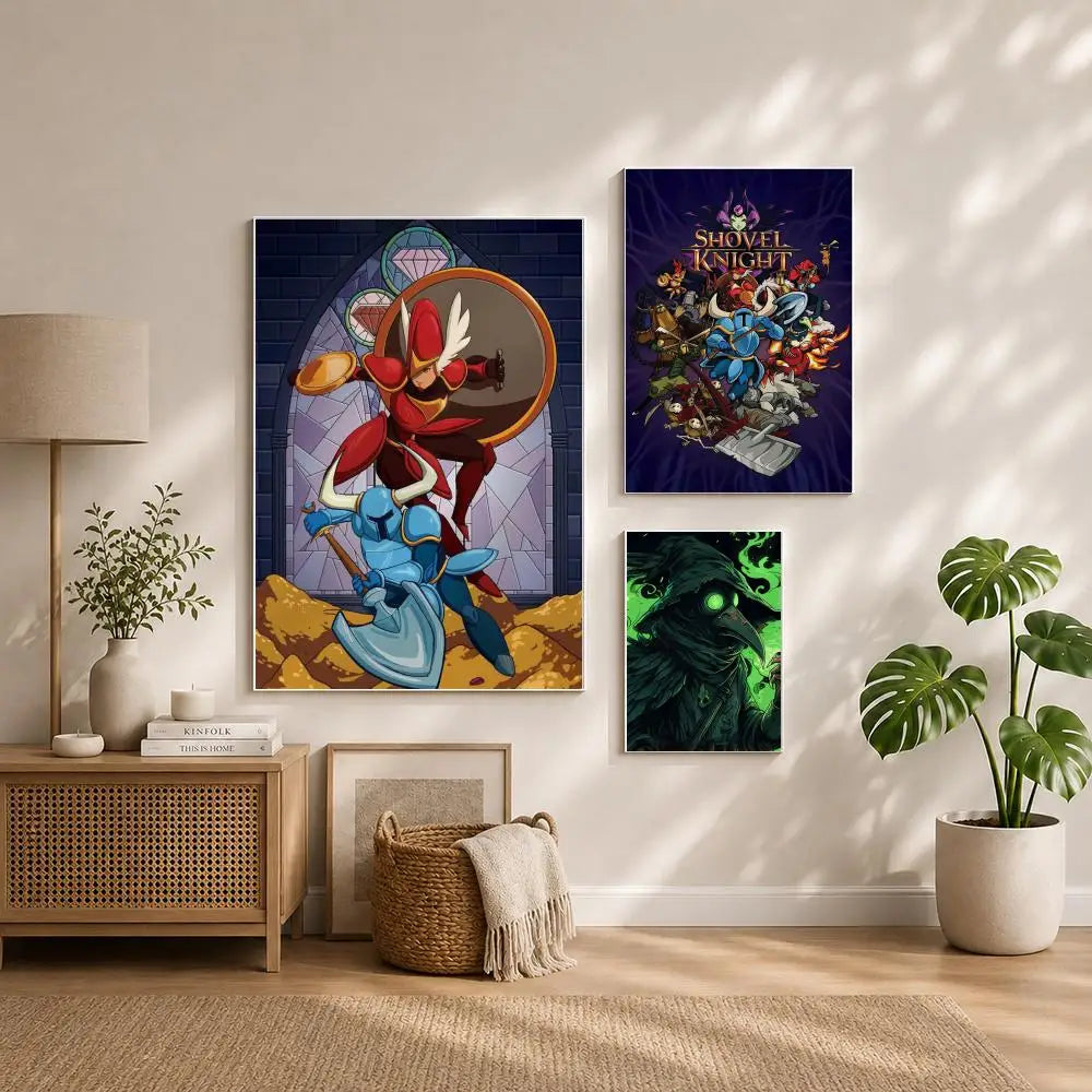Game S-Shovel KnightS Poster HD Self Adhesive Waterproof Wall Art Ideal for Home Office Dorm Bedroom Great Gift Peaceful Pleasures Health and Wellness