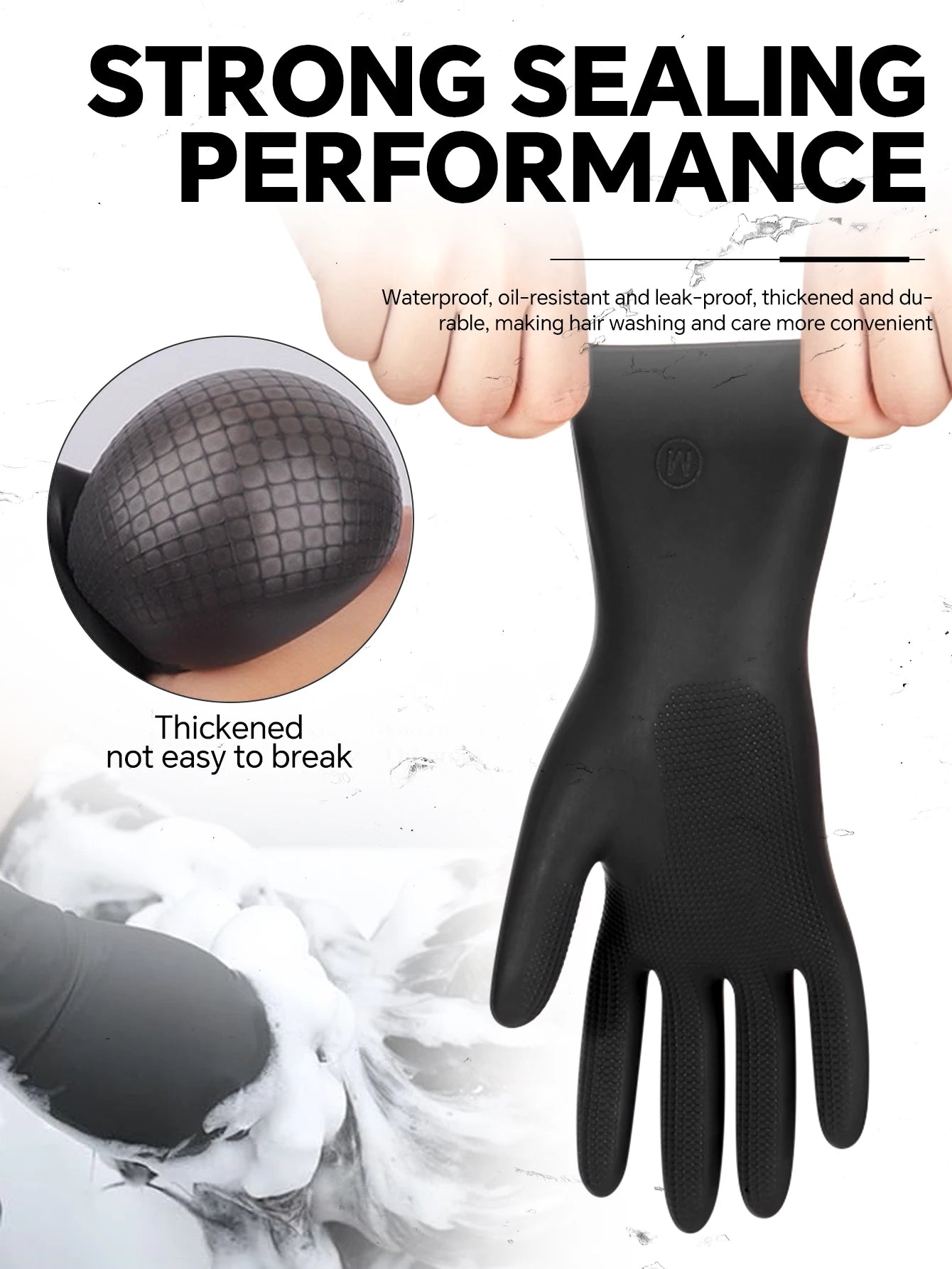 Professional Black Latex Rubber Gloves High Elasticity Anti-Corrosion Waterproof Non-Slip - Ideal for Hair Dyeing and Perming Peaceful Pleasures Health and Wellness
