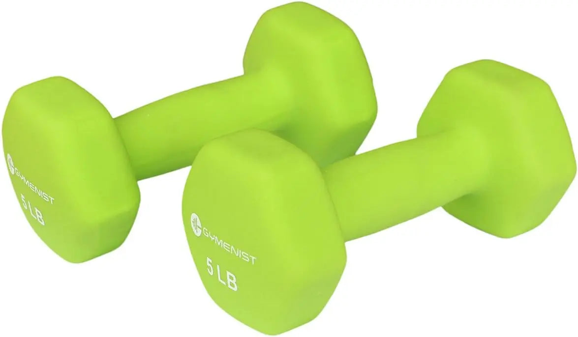 Pair of green dumbbells with 'Gaiam' branding on a white background