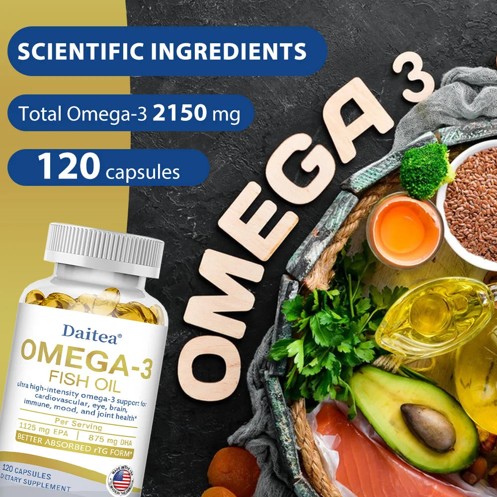 OMEGA-3 Fish Oil Capsules, Ultra-High Strength Omega-3s, Support Cardiovascular, Eye, Brain, Immune, Mood, and Joint Health Peaceful Pleasures Health and Wellness