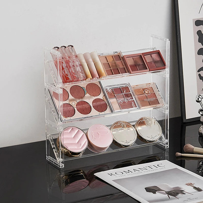 3-layer Acrylic Cosmetics Display Rack Multi-purpose Eyeshadow Tray Blush Storage Shelf Creative Desktop Toys Sundries Organizer Peaceful Pleasures Health and Wellness