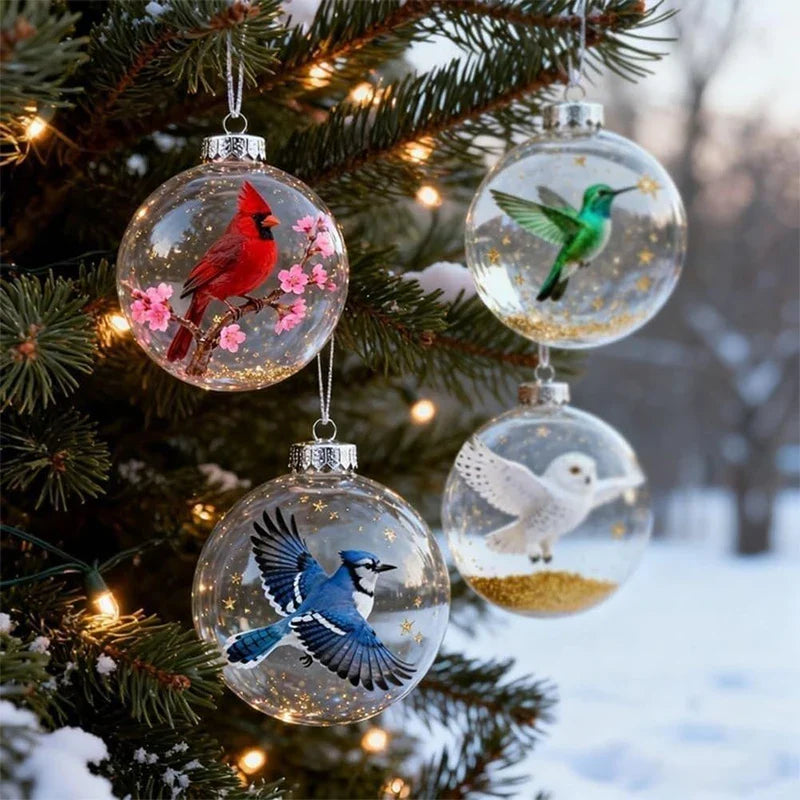 Hummingbird Christmas Ball Ornament | 3D Clear Plastic Tree Decor