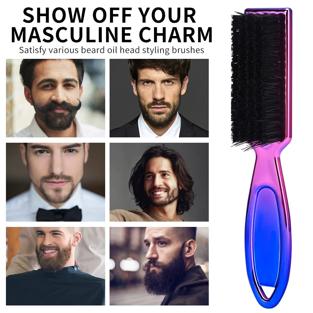 Professional Gradient Hair Cleaning Brush with Handle - Ideal for Men’s Hair and Beard Grooming & Clean-Up of Hair Clippings Peaceful Pleasures Health and Wellness
