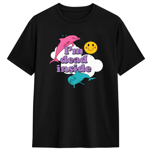 "I'm Dead Inside" Funny Oversized Cotton T-Shirt | Y2K Tee Graphic Novelty T-Shirt Peaceful Pleasures Health and Wellness black 6XL