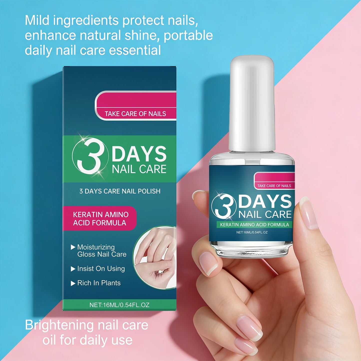 3 Days Nail Care Polish for Hand and Feet Nail Keratin Amino Acids Nail Care Natural Improve Nail Yellowing Thickening Nail Care Peaceful Pleasures Health and Wellness