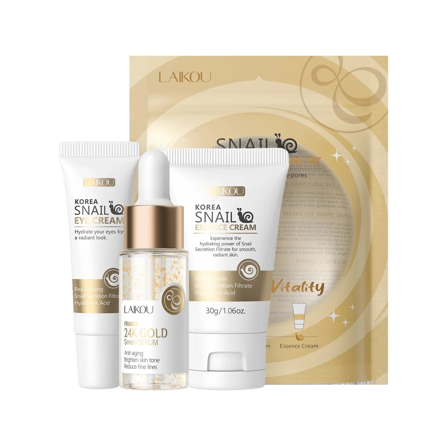 Snail Revitalizing Skincare Set – Face Cream, Serum & Eye Cream
