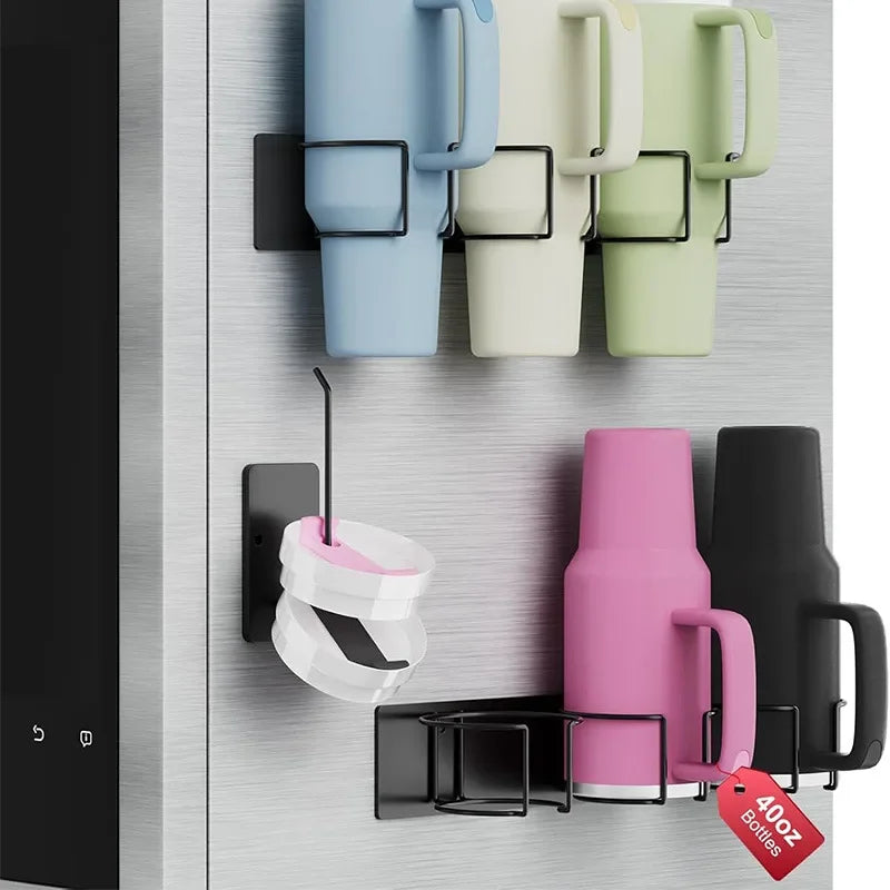 3-Slot Metal Magnetic Fridge Water Bottle Holder & Rack