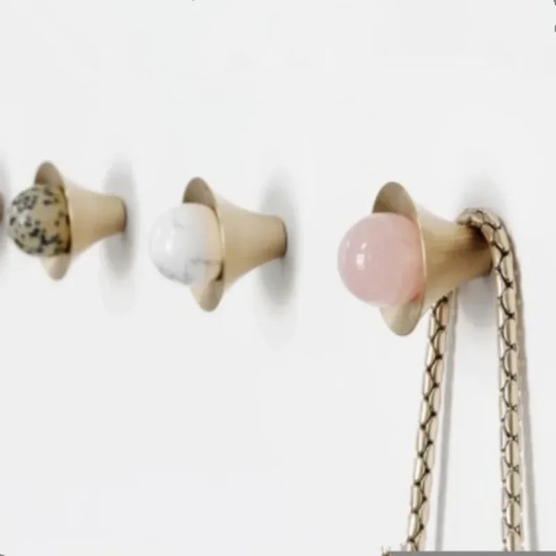 Pink Crystal & Solid Brass Cabinet Knobs | Natural Stone Handles
