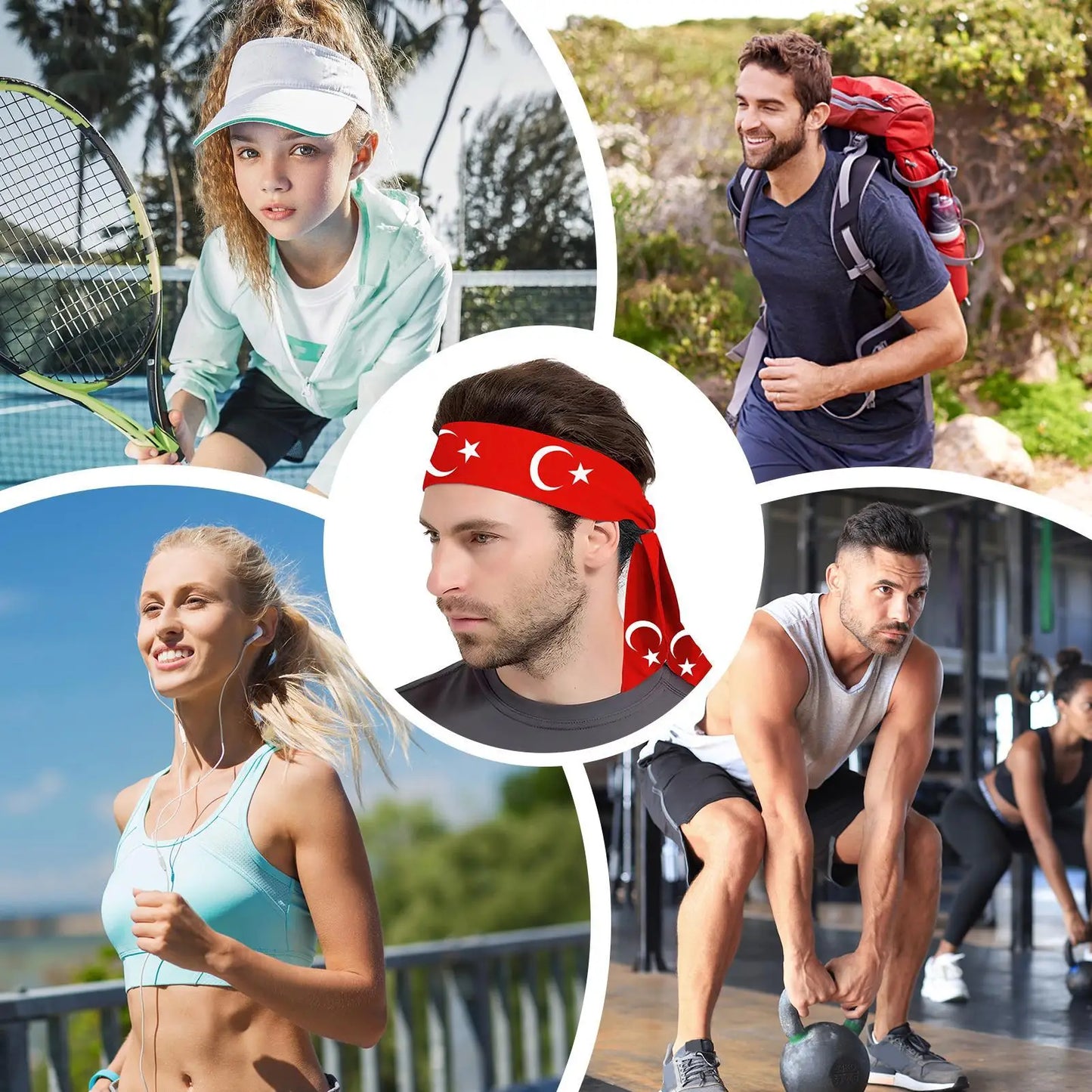 Turkey Flag Wide Sports Headband – Unisex Yoga Gym Running
