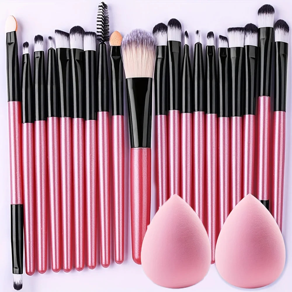 RUNTOIN 20-Piece Makeup Brush Set with 2 Blender Sponges
