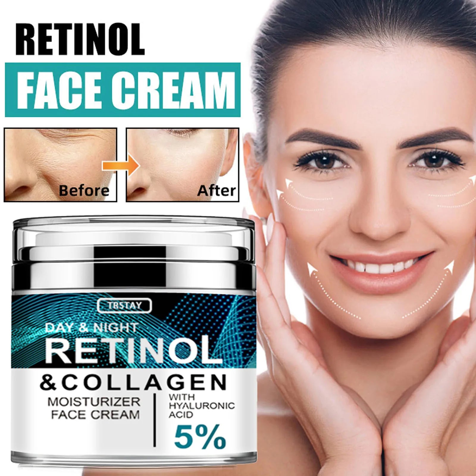 Collagen Retinol Hyaluronic Acid Cream, Retinol and Collagen Face Cream, Anti Againg Collagen Retinol Hyaluronic Acid Cream Peaceful Pleasures Health and Wellness