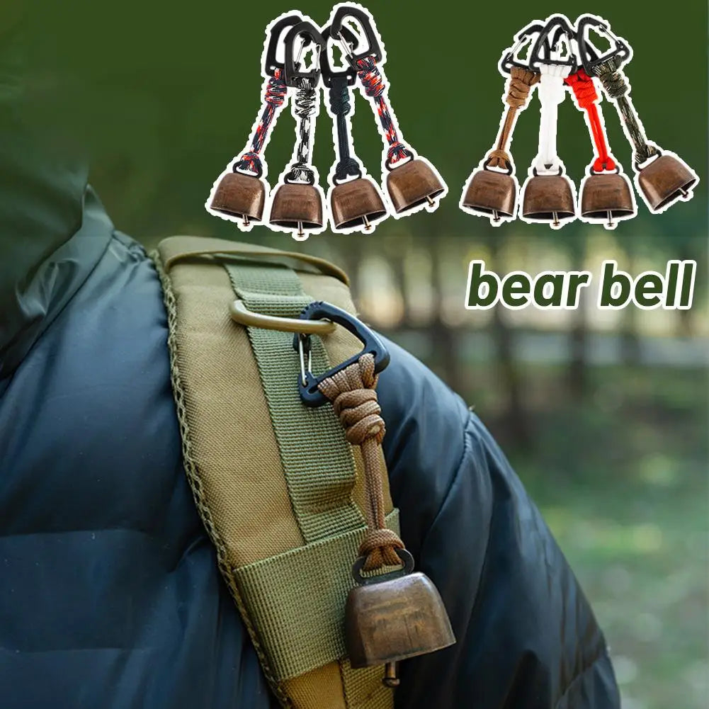 Outdoor Bear Bell for Hiking & Camping – Loud Cast Metal Cowbell with Braided Lanyard Keychain Peaceful Pleasures Health and Wellness