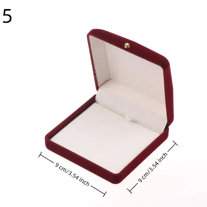 Red Flocking Gold Buckle Jewelry Box Pendant Ring Necklace Earring Bracelet Display Storage Box Packaging Box Wedding Rings Box Peaceful Pleasures Health and Wellness A5