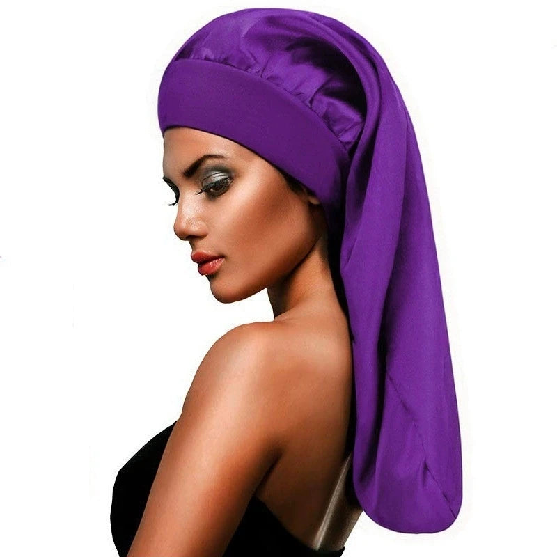 Large Satin Sleep Bonnet | Silky Night Cap with Adjustable Button