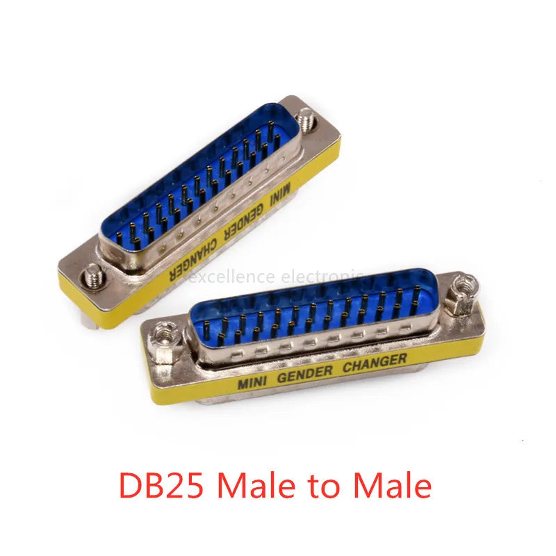 2PCS DB9 DB15 DB25 Gender Changer Adapter RS232 Com D-Sub To Male Female VGA Plug Connector 3Row 15Pin Peaceful Pleasures Health and Wellness DB25 Male to Male