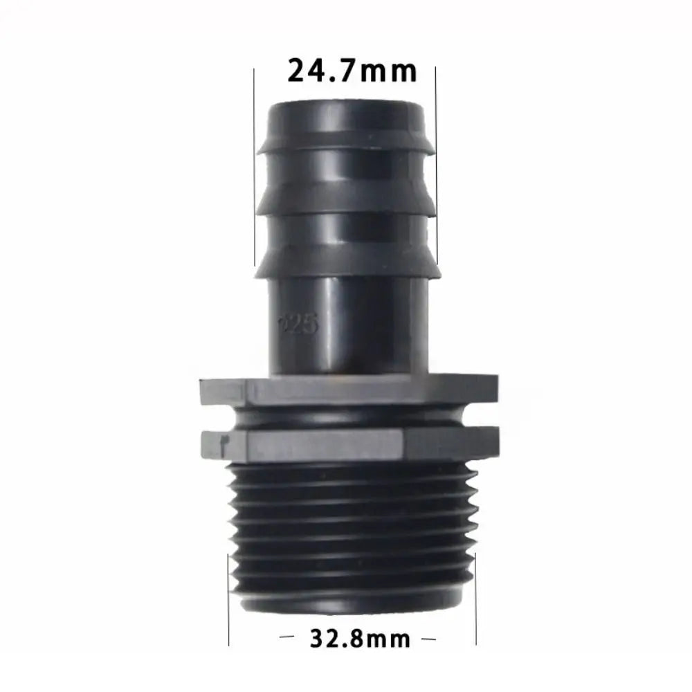 Practical Female Male Thread Garden Hose Barb Connector 16mm 20mm 25mm PE Screw Joint Irrigation Pipe Fitting Peaceful Pleasures Health and Wellness 25mmto1male thread