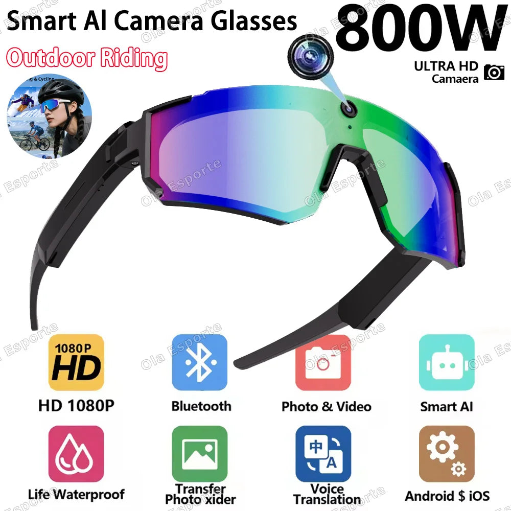 AI Smart Glasses HD Camera Bluetooth UV400 Polarized Sunglasses