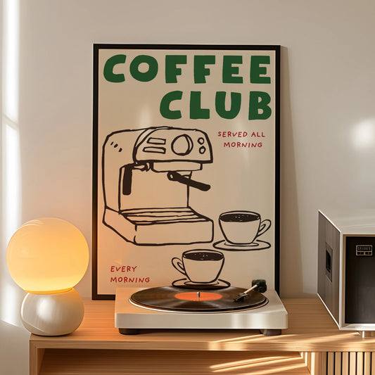 Coffee Club Vintage Canvas Wall Art | Kitchen Coffee Poster Canvas Wall Art Peaceful Pleasures Health and Wellness