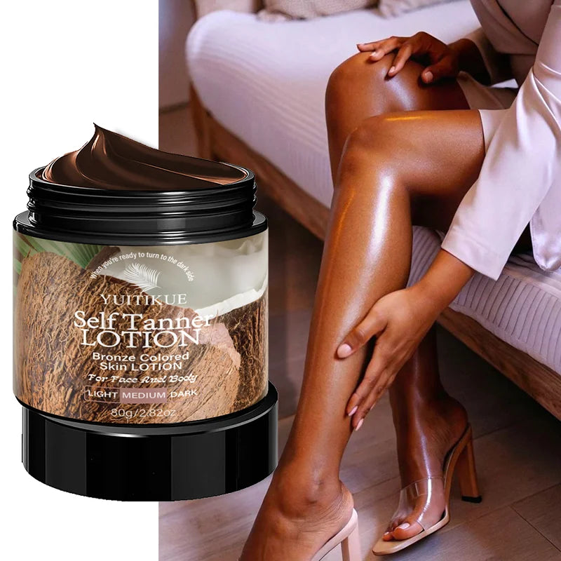 YUITIKUE Coconut Self Tanner Lotion 80g Medium Bronze Sunless Tanning Lotion for Natural Face & Body Glow Peaceful Pleasures Health and Wellness