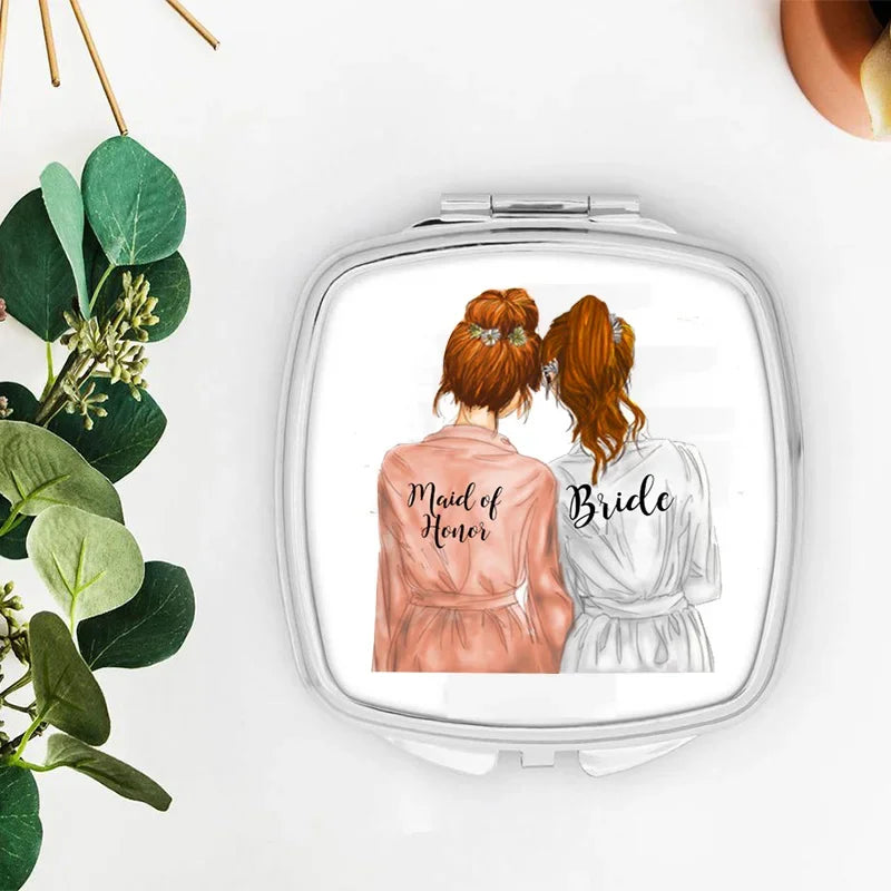 Bridesmaid & Maid of Honor Cosmetic Survival Bag Mirror Gift