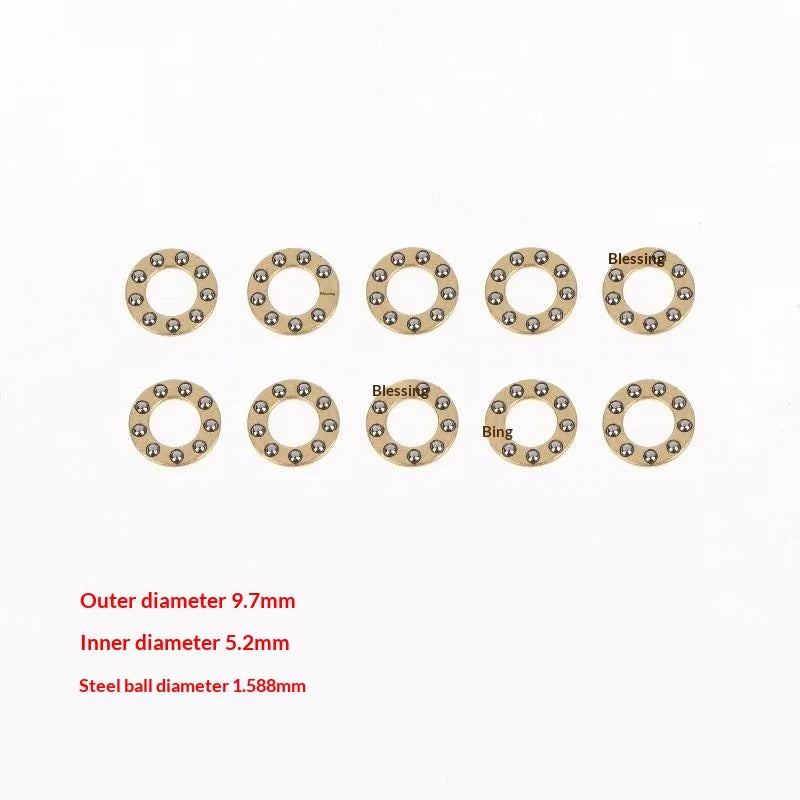 New 10Pcs Mini Plane Axial Bearing Ceramic Steel Ball Thrust Copper Support Folding Knife Opening Closing Accessories Peaceful Pleasures Health and Wellness 9.7x5.2x1.588mm