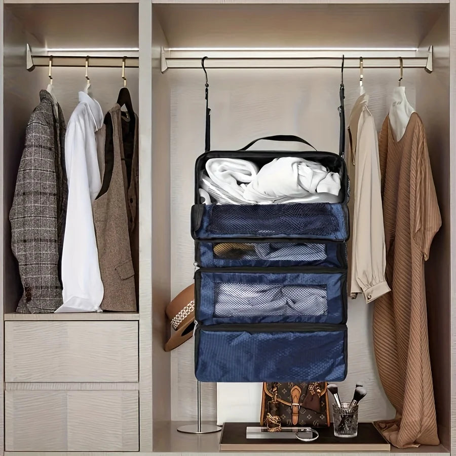 Hanging Suitcase Organizer | Collapsible Travel Packing Cubes