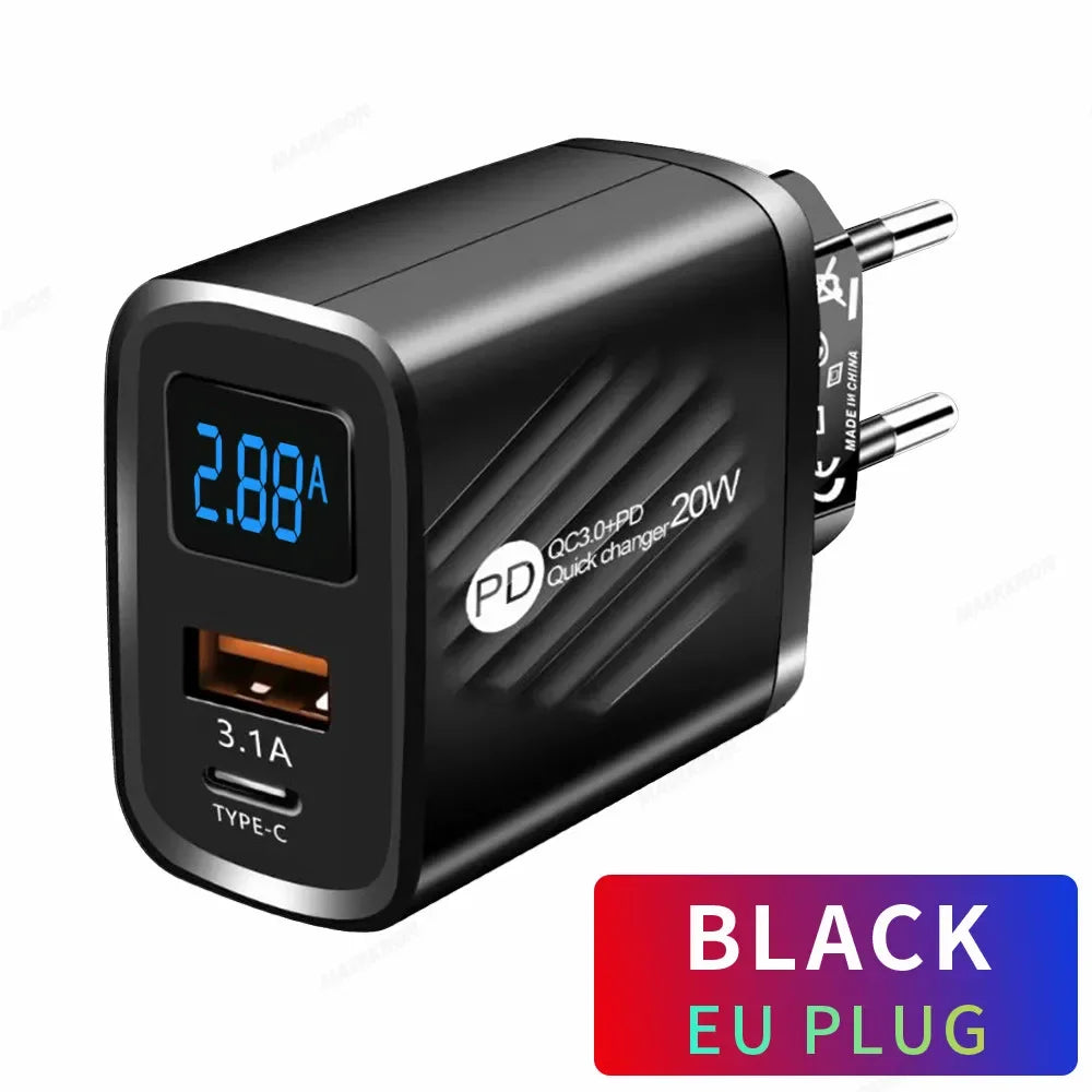 PD 20W USB-C Fast Charger QC 3.0 | iPhone Samsung Xiaomi