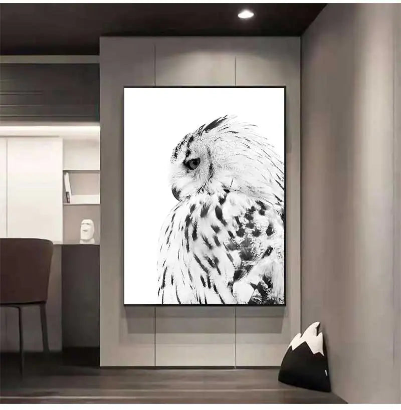 Realistic Owl Canvas Wall Art | Scandinavian Animal Poster