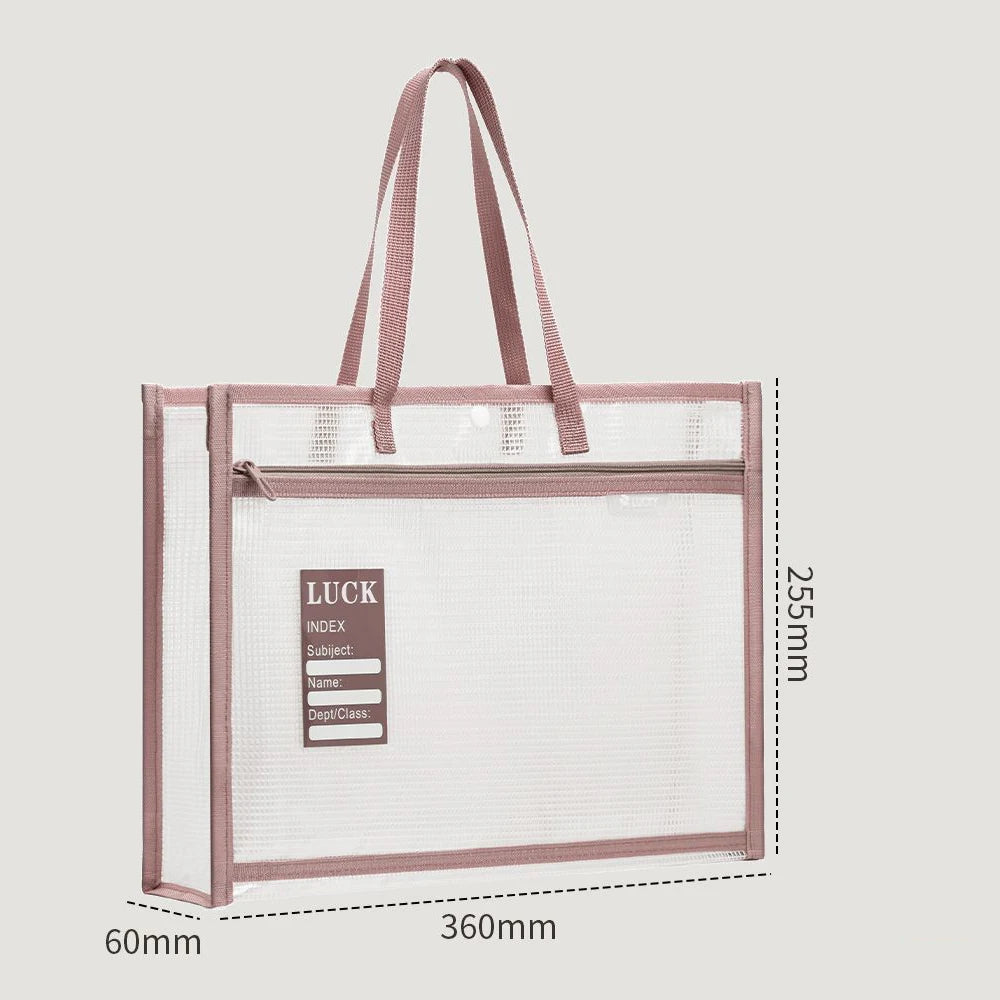 Large Capacity Tote Bag Transparent File Student Textbook Homework