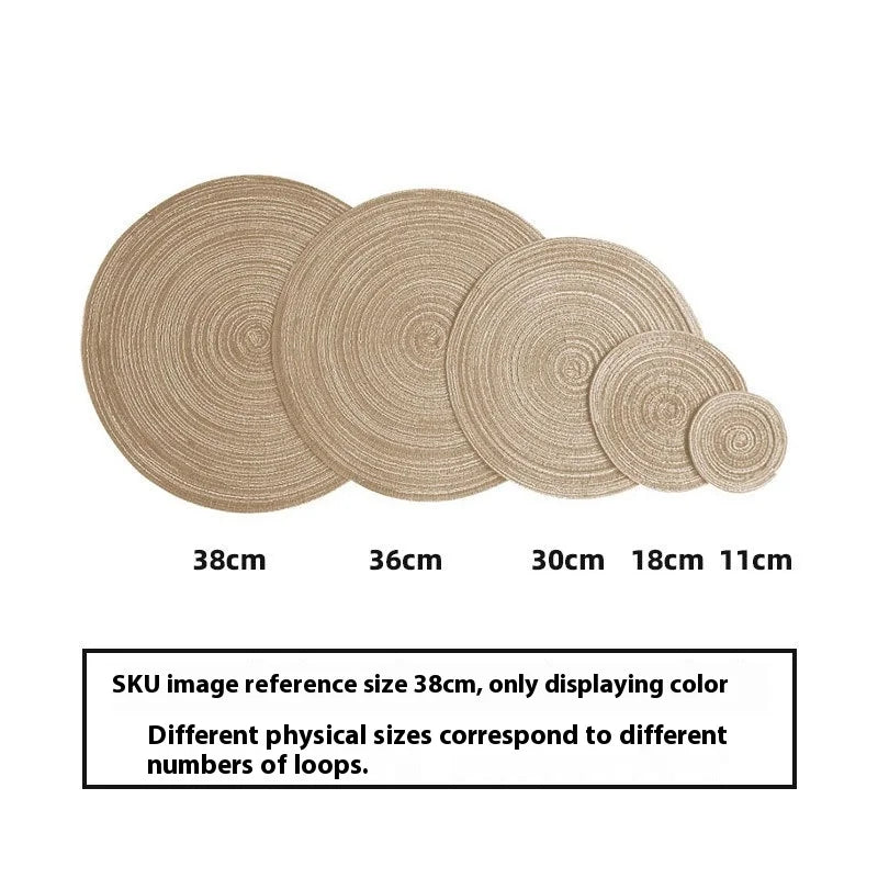Nordic Style Imitation Cotton Yarn Placemat Round Ramie Woven Coaster Insulation Dish Mat Household Anti-scald Mat Peaceful Pleasures Health and Wellness