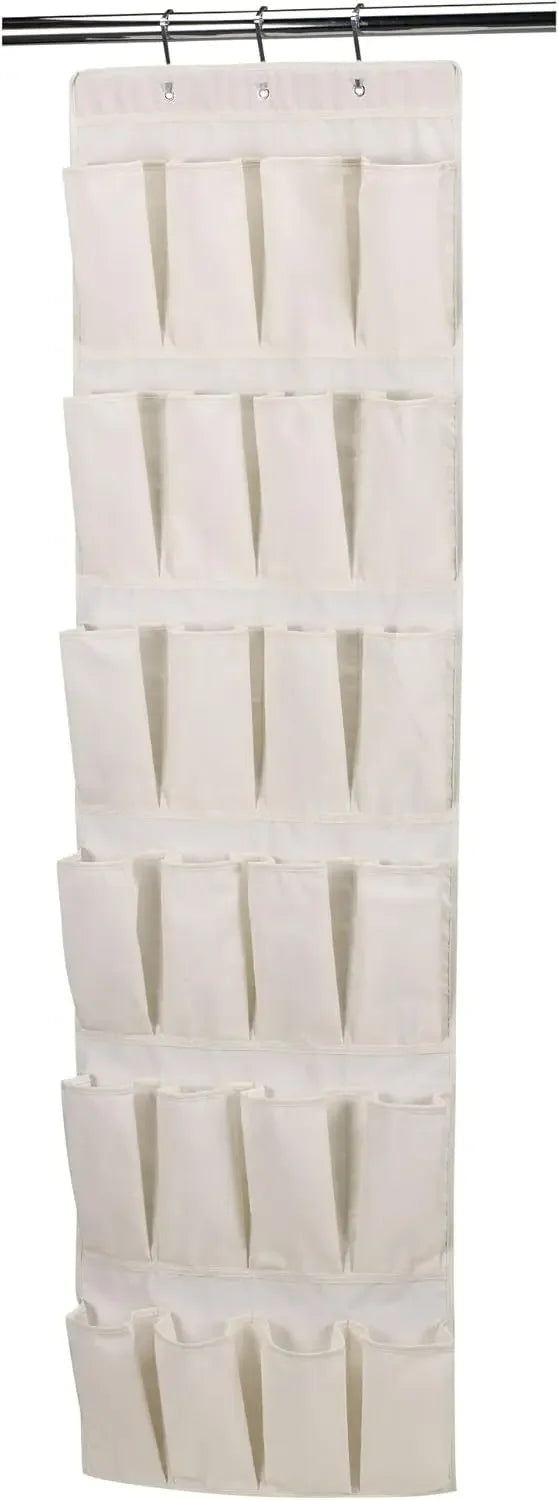 24-Pocket Over Door Shoe Organizer, Natural Canvas for 12 Pairs Storage Peaceful Pleasures Health and Wellness United States