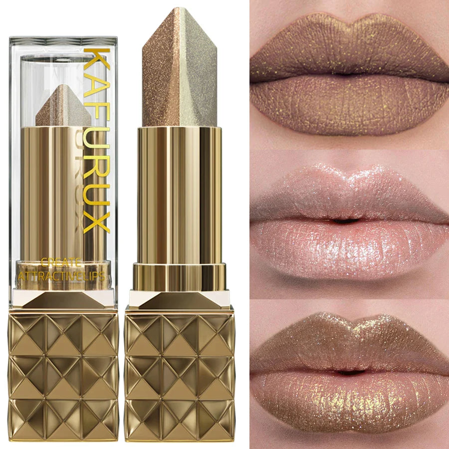 KAFURUX Glitter Two-Tone Metallic Lipstick | Matte Pearlescent