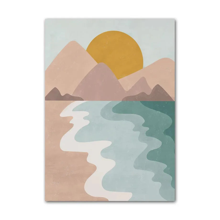 Boho Nature Canvas Wall Art | Abstract Botanical Print