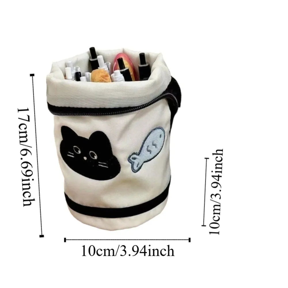 Desktop Storage Cartoon Cat Stationery Bag Korean Style Large Capacity Handheld Pen Container Fruit Water Cup Shape Peaceful Pleasures Health and Wellness