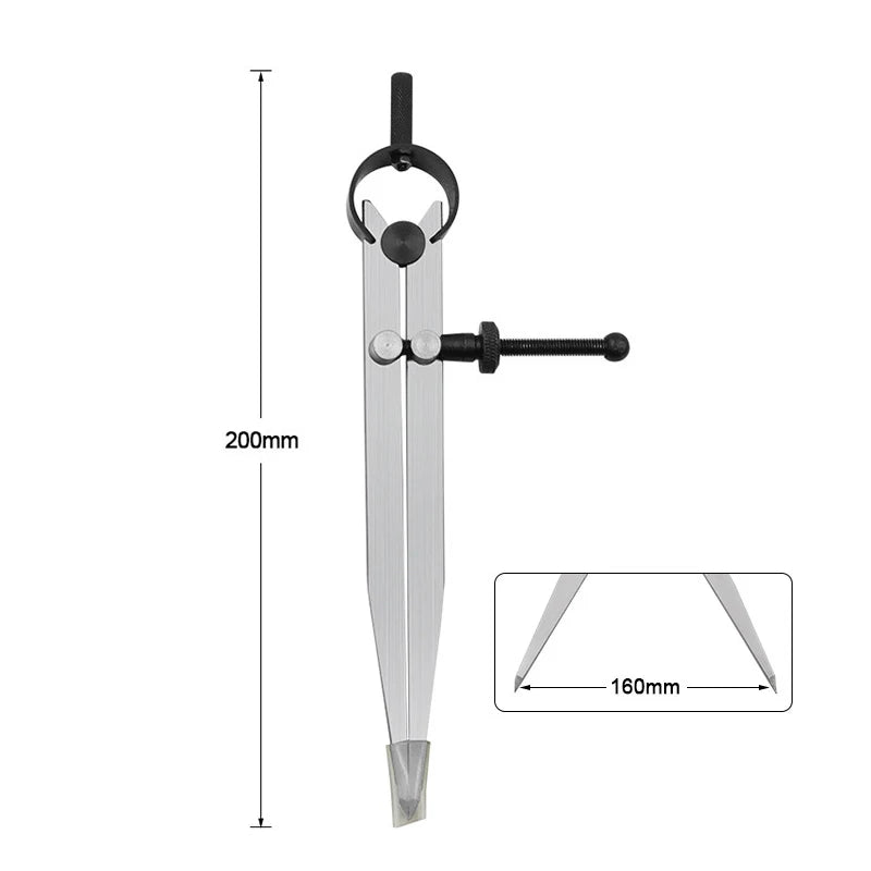 S M L Adjustable Lockable Steel Divider Wing Leather Compass Spacing