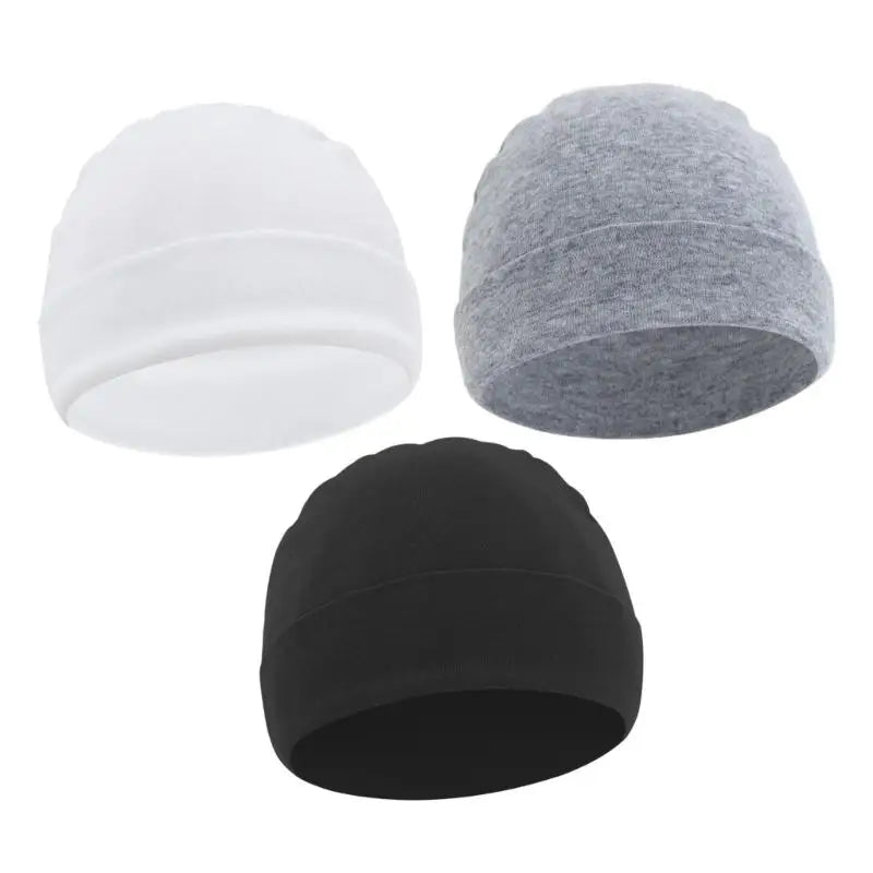 3-Pack Soft Cotton Baby Hats | Newborn Caps 0–6 Months