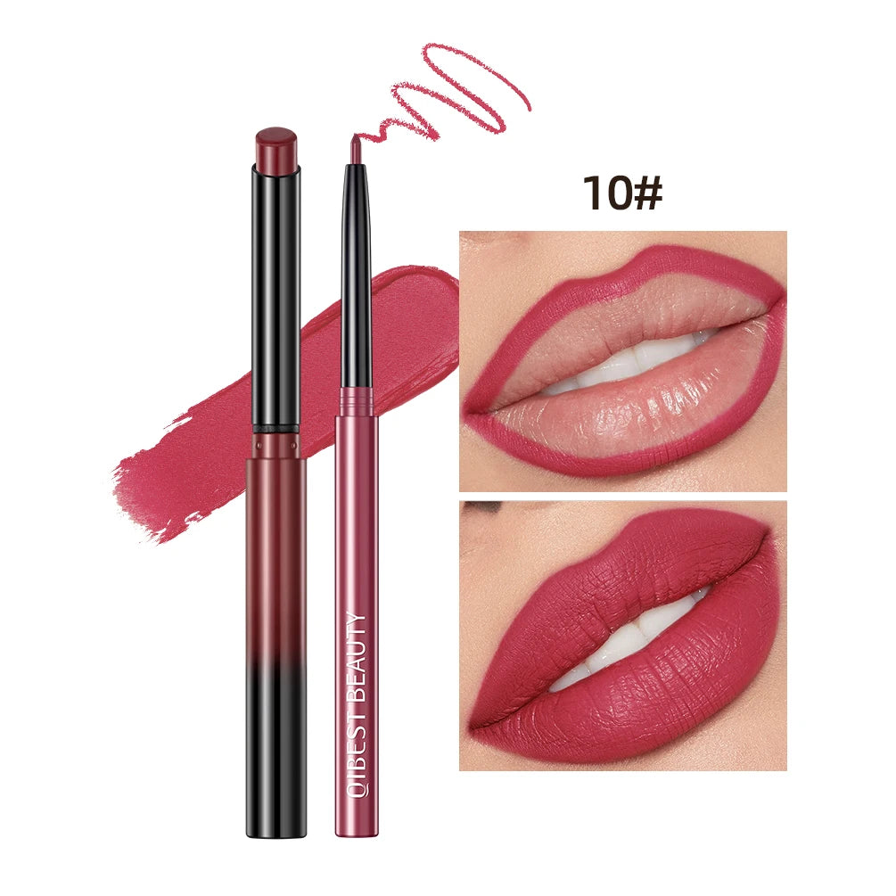 QIBEST Matte Lipliner Pencil Lipstick Sets Nude Pink Red Contour Tint Lipstick Waterproof Lasting Lip Liner Pen Lips Makeup Kits Peaceful Pleasures Health and Wellness 10