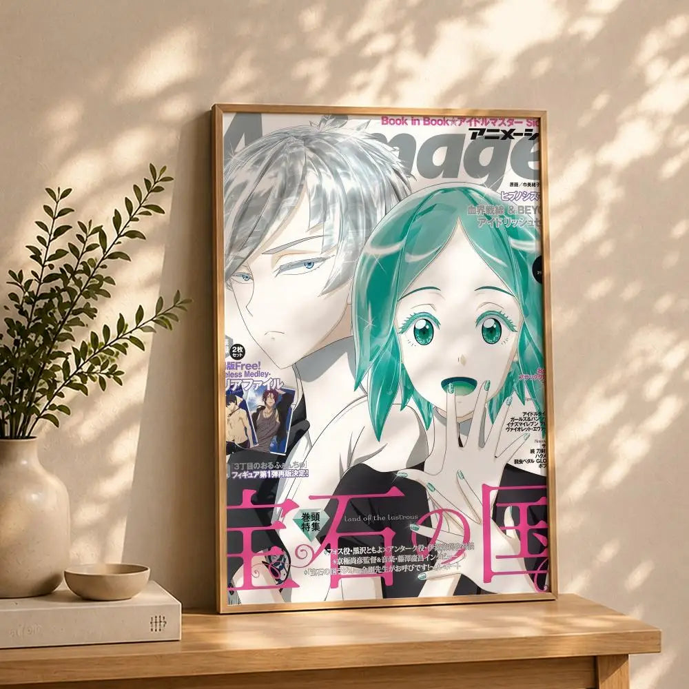 Land of the Lustrous Anime Poster – HD Self-Adhesive Wall Art Anime Wall Poster Peaceful Pleasures Health and Wellness White10 50X70cmNoframe