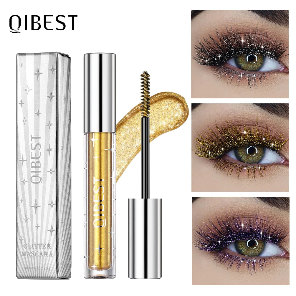 QIBEST Diamond Glitter Mascara Long Lasting Quick Dry Curling Extension Eyelashes Mascara Beauty Shiny Cosmetic For Women Makeup Peaceful Pleasures Health and Wellness