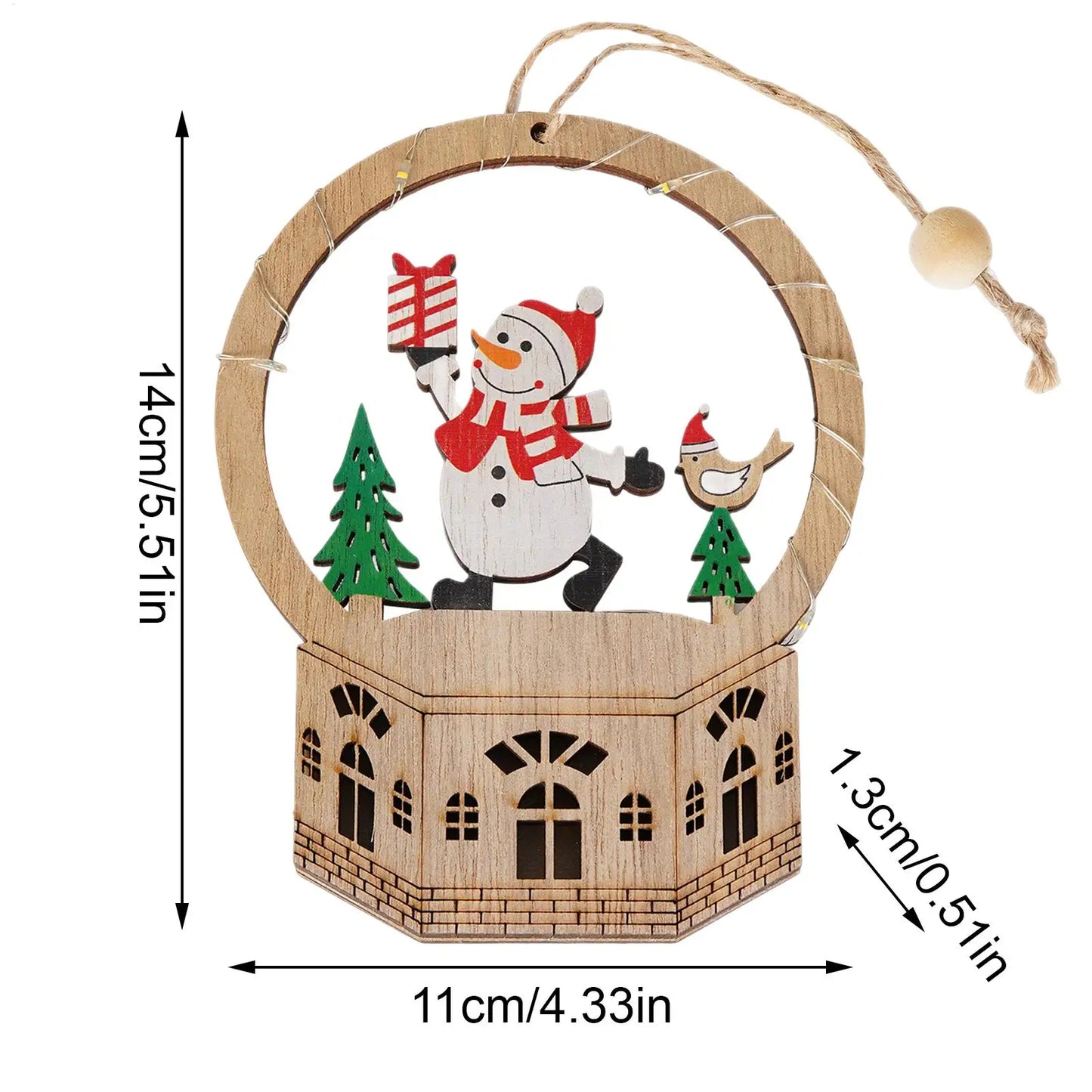 LED Light-Up Wooden Christmas Ornament | Holiday Tabletop Decor