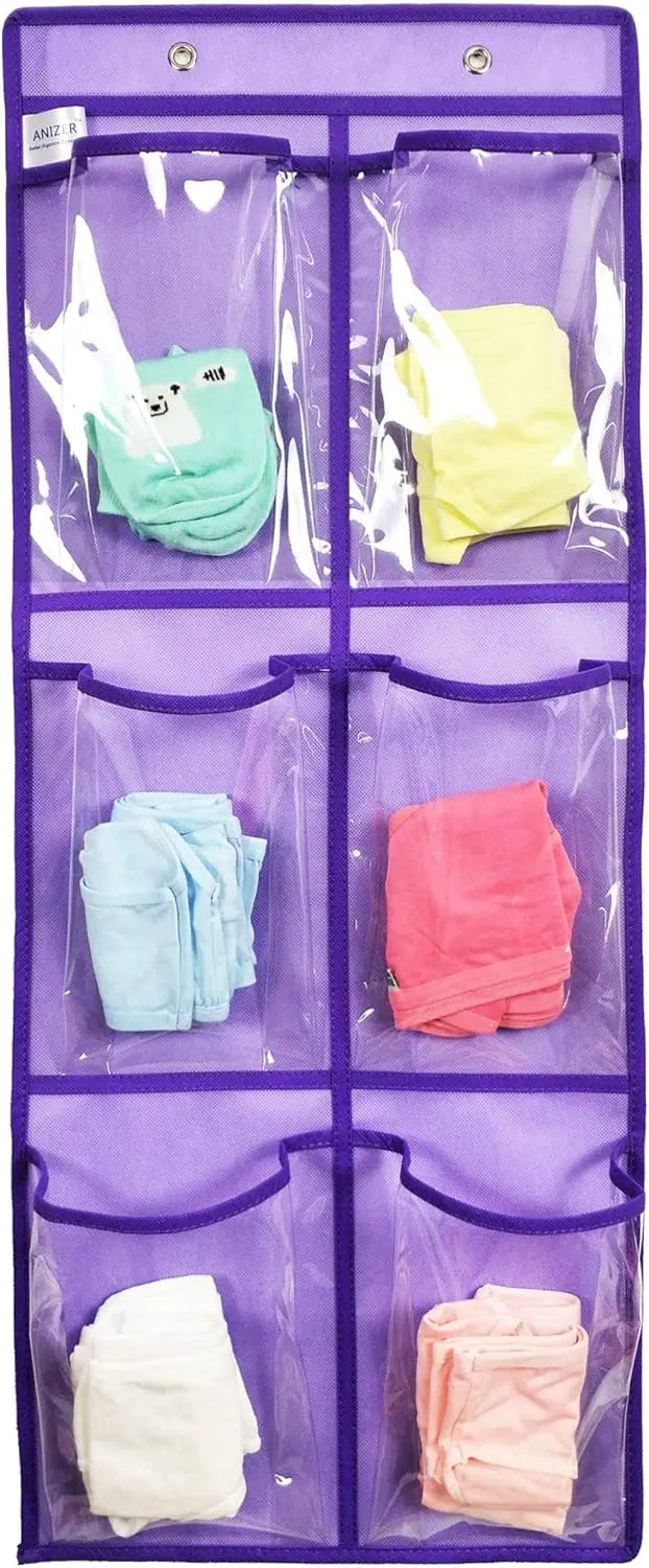 Over Door Shoe Organizer – 6 Clear Pockets, Purple, 2 Pack Home Organization Peaceful Pleasures Health and Wellness
