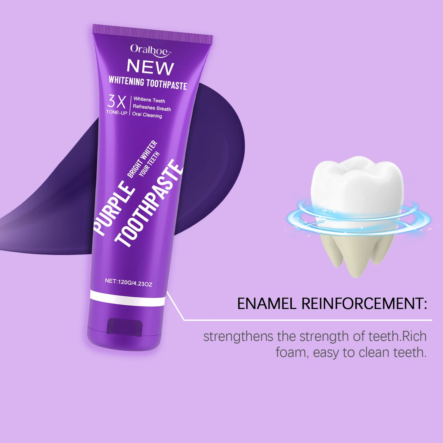 Purple Whitening Toothpaste | Fluoride-Free Stain Removal Mint