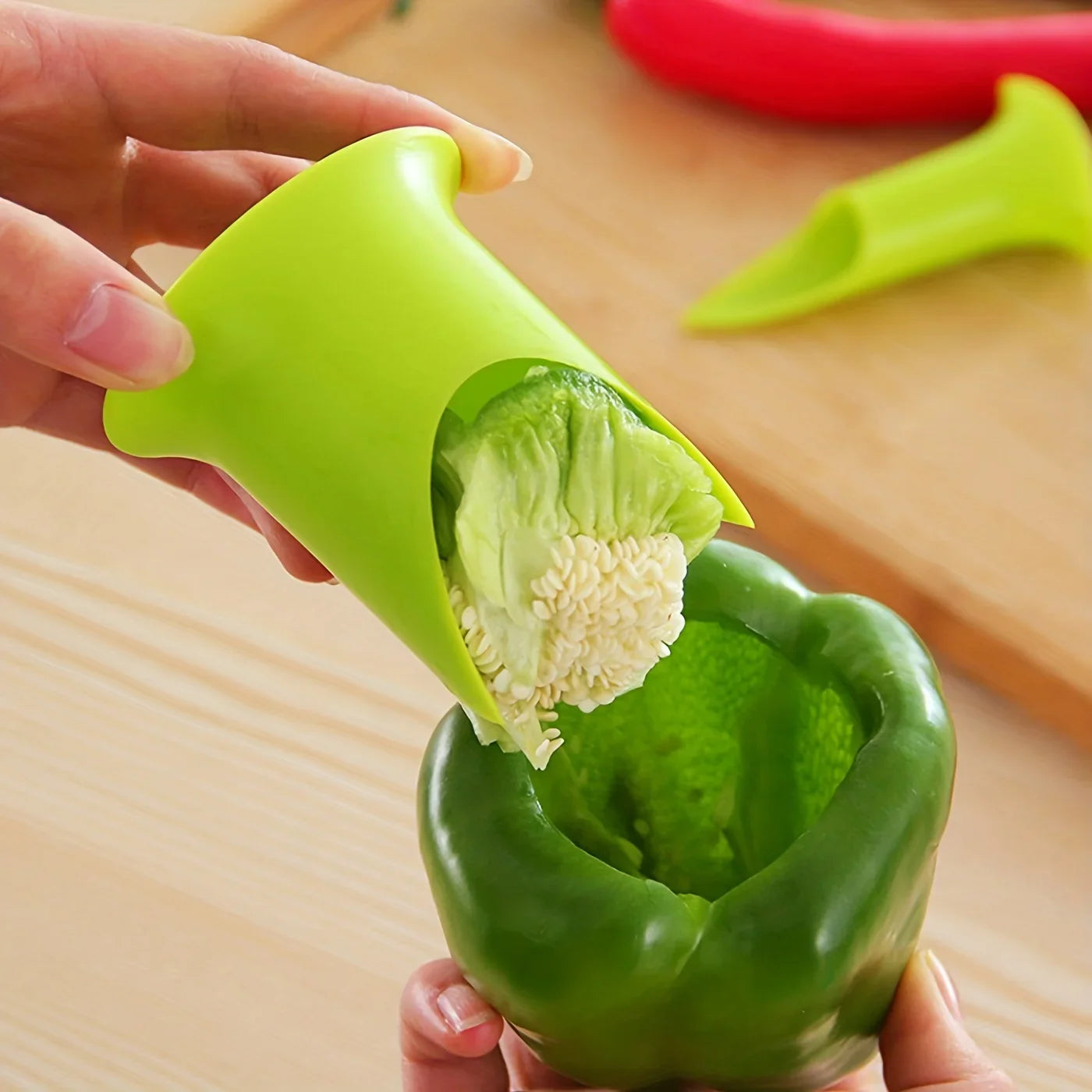 2pcs Pepper Core And Seed Remover, Plastic Pepper Core Remover, Multifunctional Kitchen Pepper Seed Remover, Kitchen Tools Peaceful Pleasures Health and Wellness