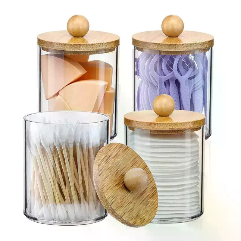 Round Acrylic Cotton Swab Box With Lid Dustproof Makeup Cotton Storage Toothpick Organizer Box Peaceful Pleasures Health and Wellness