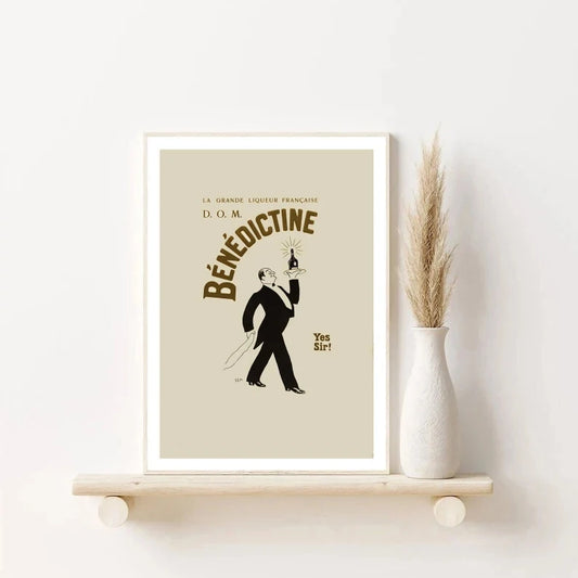 Retro French Alcohol Advertising Canvas Wall Art Print Poster Canvas Wall Art Peaceful Pleasures Health and Wellness G5235 40x50cm Unframed