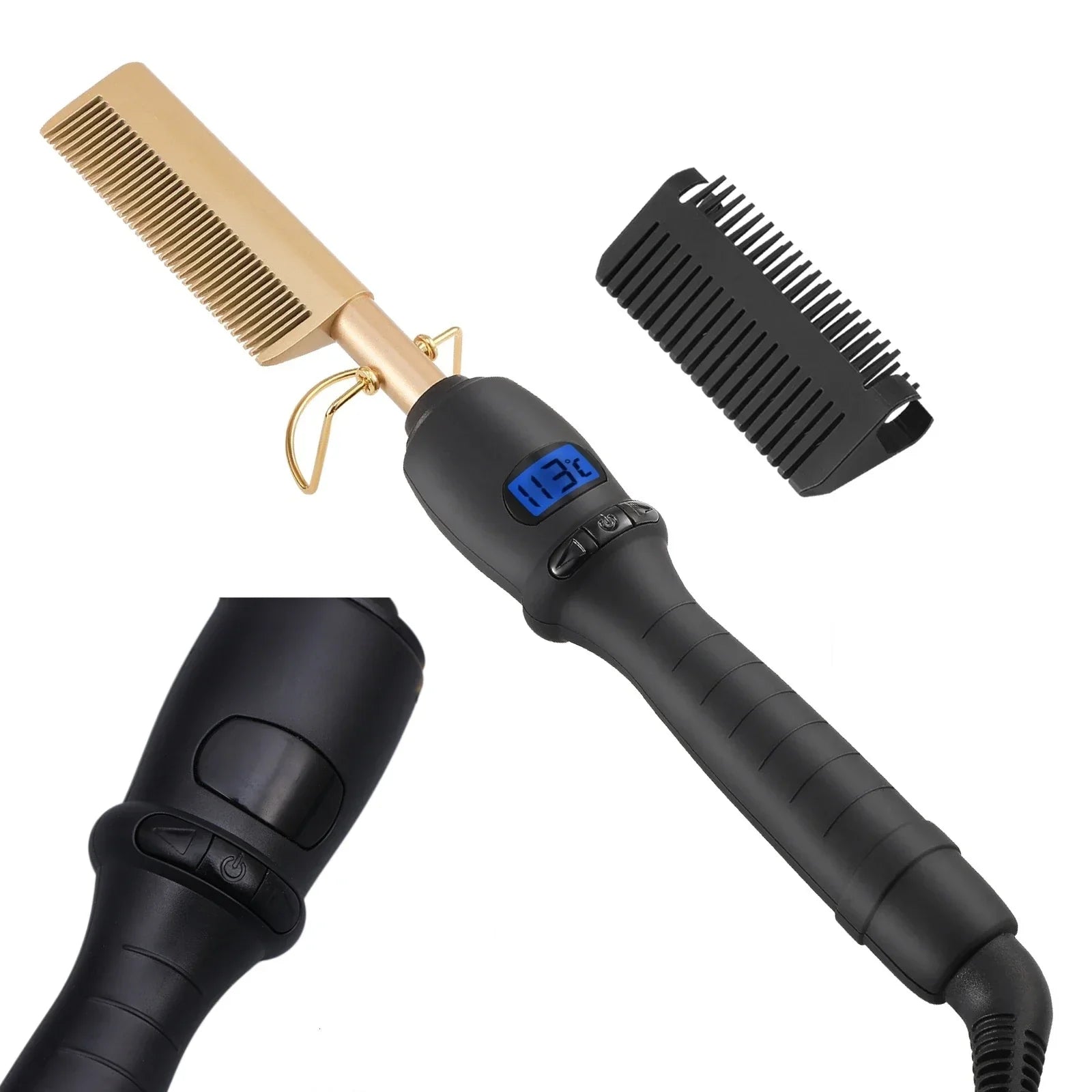 2 In1 Hair Straightener Comb Electric Heating Comb Fast Heating Portable Travel Anti-Scald Beard Straightening 450℉ Hot Comb Peaceful Pleasures Health and Wellness NO BOX AU China Mainland