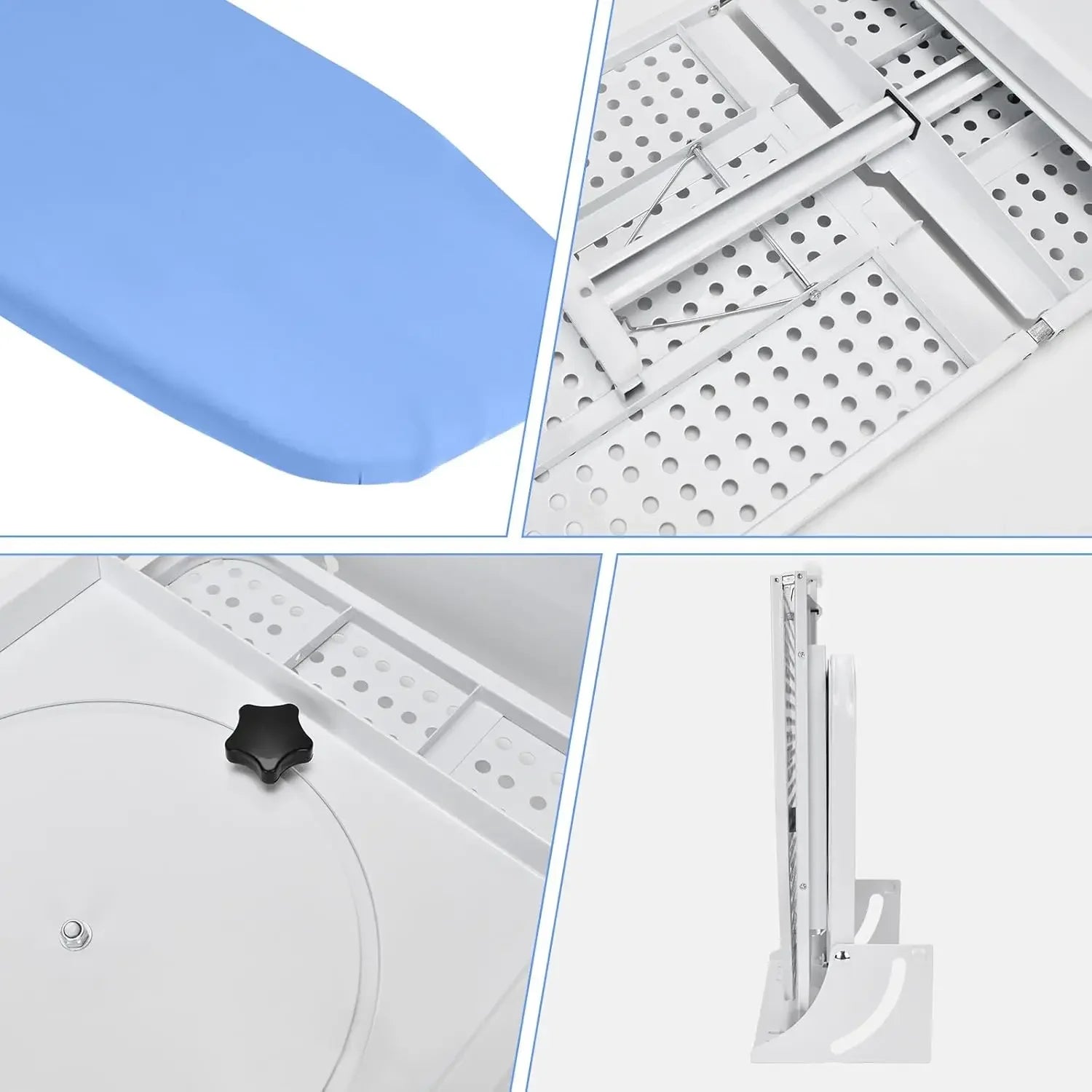 Space Saving Wall Mount Ironing Board, 180° Swivel Heavy Duty with Heat Resistant Cover for Small Laundry Rooms Peaceful Pleasures Health and Wellness